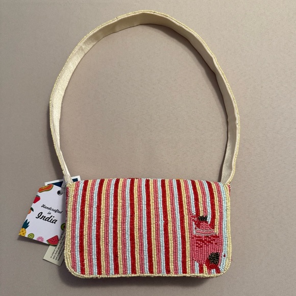 India Beaded Bag Colorful Tropical Fruits & Tropical Drink Cocktail Beverage - Picture 2 of 9